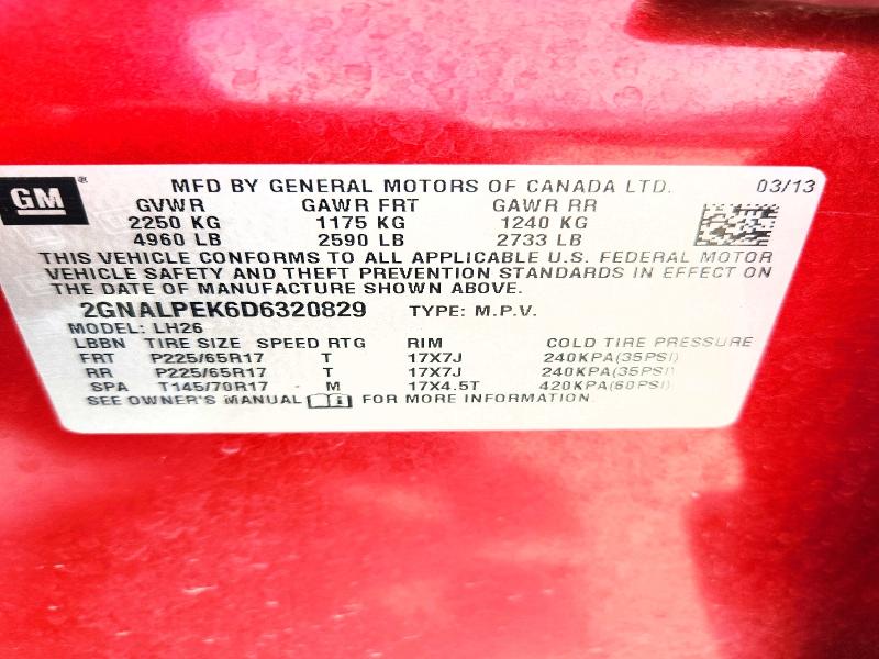 61331546 :رقم المزاد ، 2GNALPEK6D6320829 vin ، 2013 Chevrolet Equinox مزاد بيع