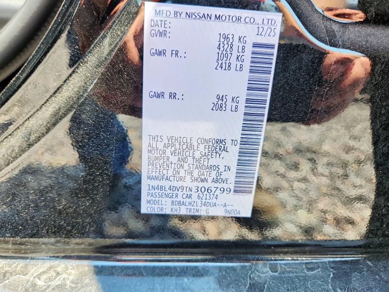 2026 Nissan Altima მანქანა იყიდება აუქციონზე, vin: 1N4BL4DV9TN306799, აუქციონის ნომერი: 61297396