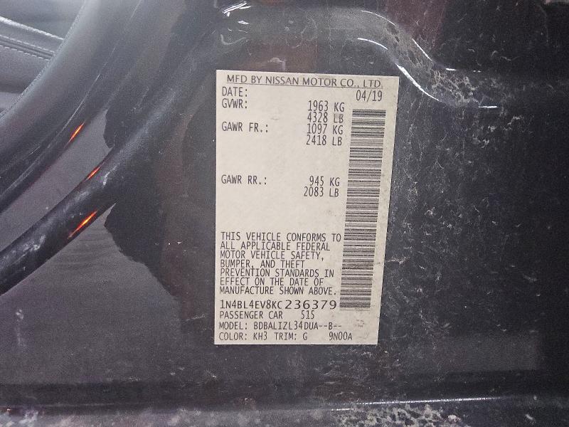 Aukcja sprzedaży 2019 Nissan Altima, vin: 1N4BL4EV8KC236379, numer aukcji: 57979066
