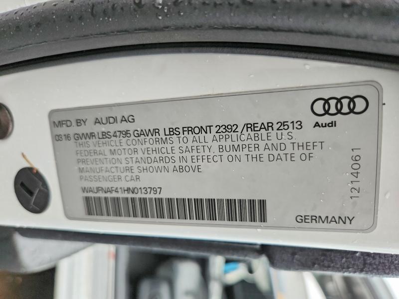Aukcja sprzedaży 2017 Audi A4, vin: WAUFNAF41HN013797, numer aukcji: 62902366