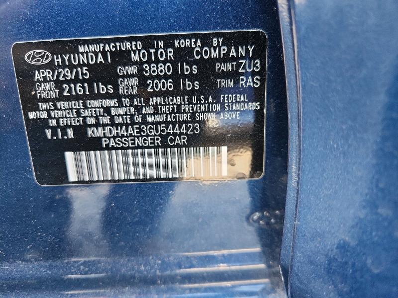 Продаж на аукціоні авто 2016 Hyundai Elantra, vin: KMHDH4AE3GU544423, номер лоту: 59393356