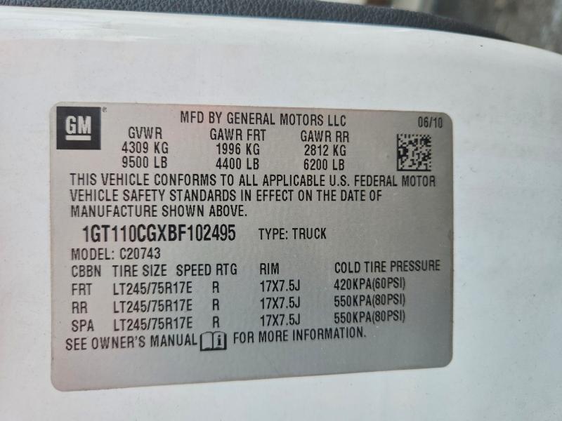Продаж на аукціоні авто 2011 Gmc Sierra, vin: 1GT110CGXBF102495, номер лоту: 62682066