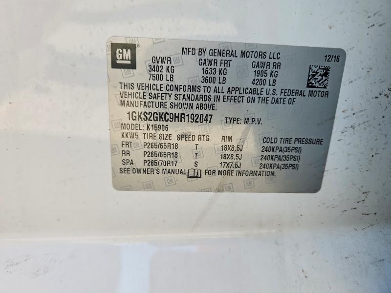 Продажа на аукционе авто 2017 Gmc Yukon Xl, vin: 1GKS2GKC9HR192047, номер лота: 61921376