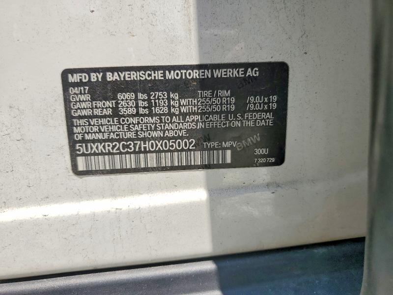 Aukcja sprzedaży 2017 Bmw X5, vin: 5UXKR2C37H0X05002, numer aukcji: 62940356