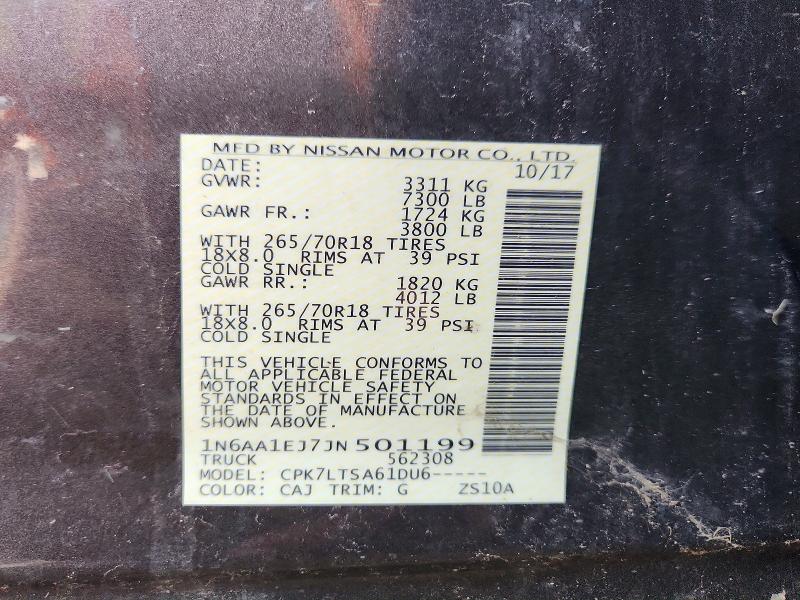 Продаж на аукціоні авто 2018 Nissan Titan, vin: 1N6AA1EJ7JN501199, номер лоту: 61699096