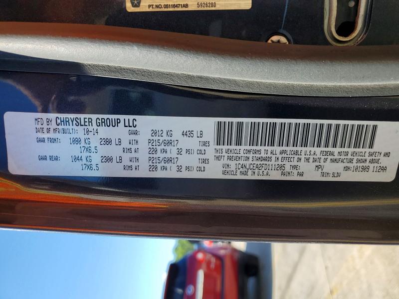 60580716 :رقم المزاد ، 1C4NJCEA2FD111205 vin ، 2015 Jeep Compass مزاد بيع