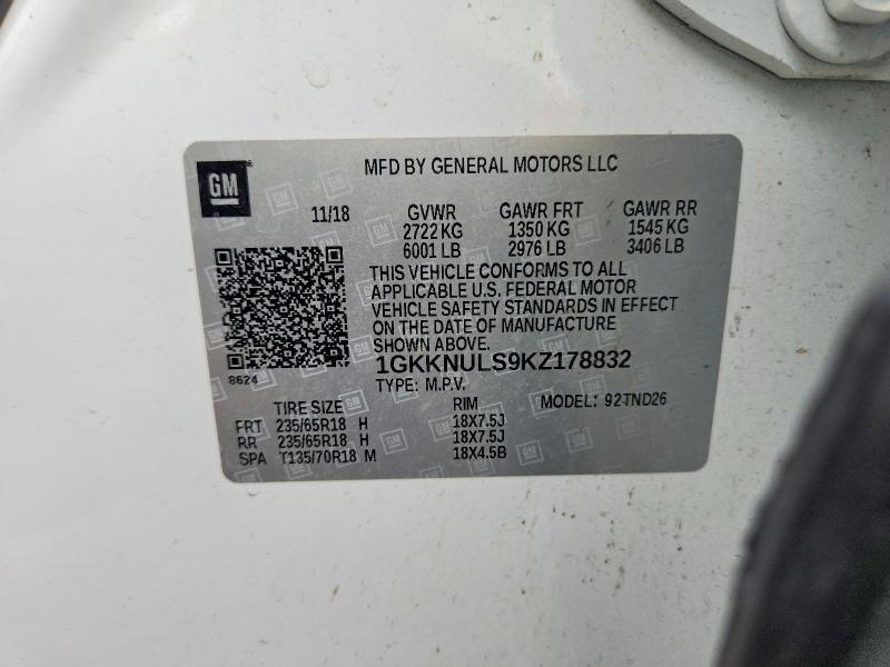 2019 Gmc Acadia მანქანა იყიდება აუქციონზე, vin: 1GKKNULS9KZ178832, აუქციონის ნომერი: 61967576