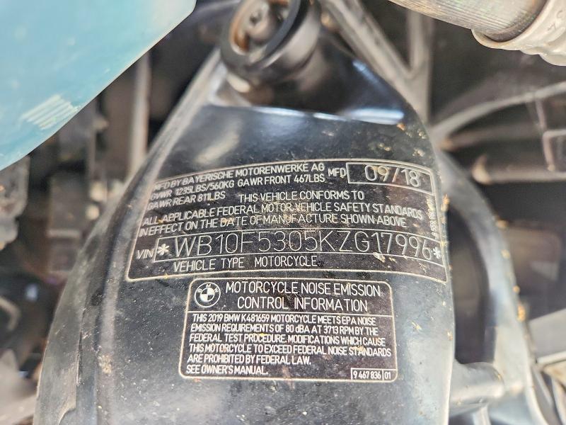 Aukcja sprzedaży 2019 Bmw K1600, vin: WB10F5305KZG17996, numer aukcji: 76295585