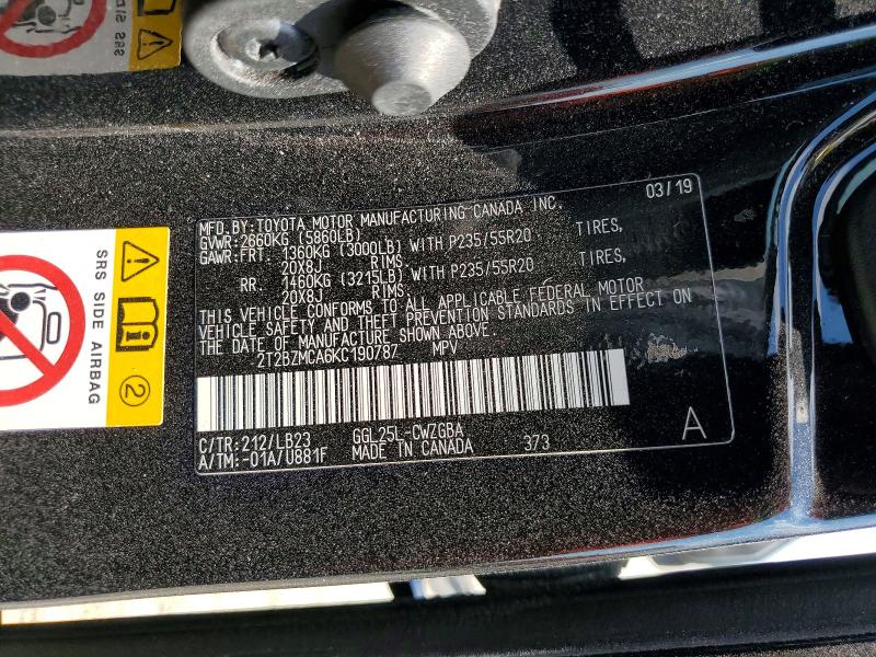 2019 Lexus Rx 350 მანქანა იყიდება აუქციონზე, vin: 2T2BZMCA6KC190787, აუქციონის ნომერი: 60023976