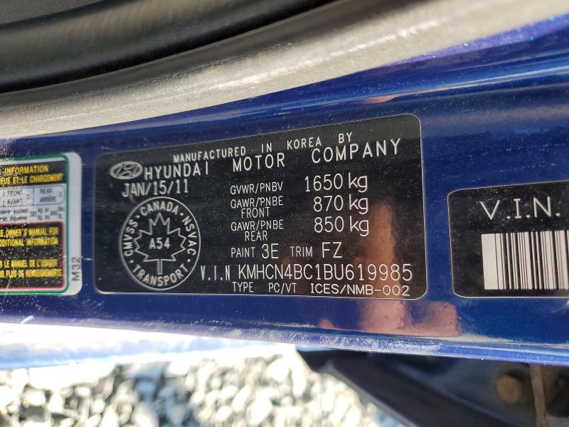 Aukcja sprzedaży 2011 Hyundai Accent, vin: KMHCN4BC1BU619985, numer aukcji: 61725786