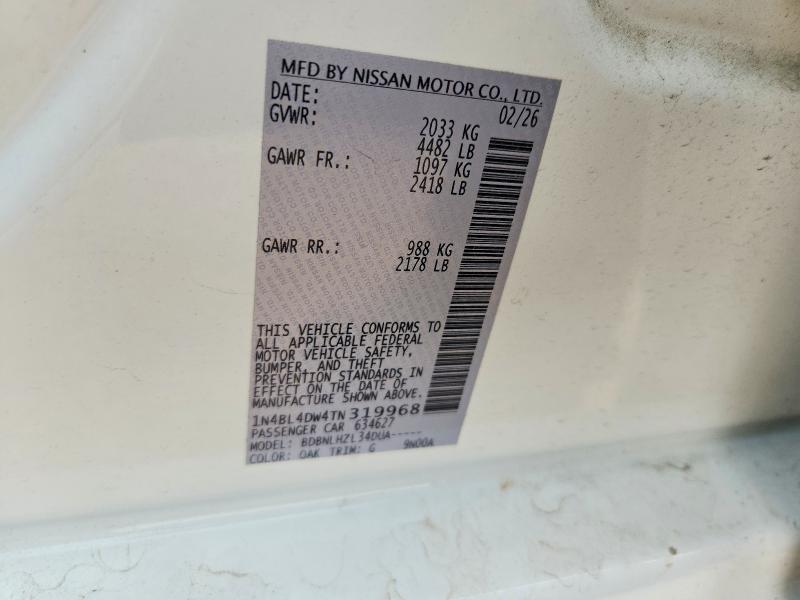 2026 Nissan Altima მანქანა იყიდება აუქციონზე, vin: 1N4BL4DW4TN319968, აუქციონის ნომერი: 62640576