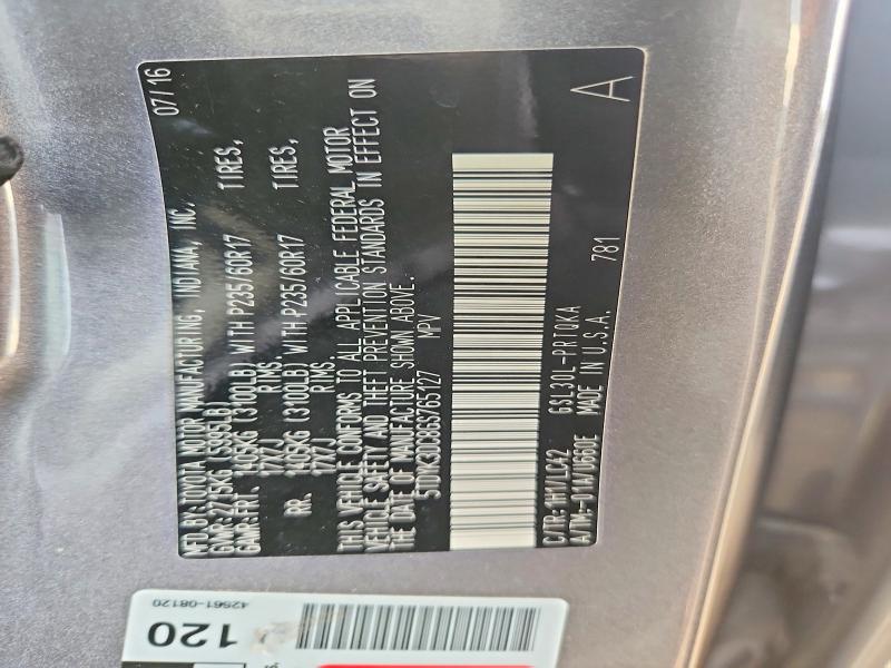 Продажа на аукционе авто 2016 Toyota Sienna, vin: 5TDYK3DC8GS765127, номер лота: 60629486