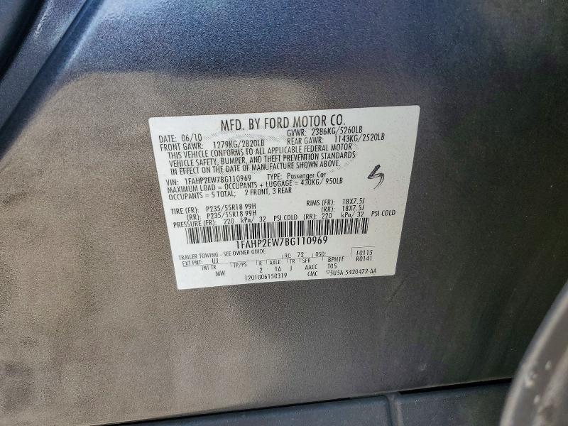 Продаж на аукціоні авто 2011 Ford Taurus, vin: 1FAHP2EW7BG110969, номер лоту: 60022976