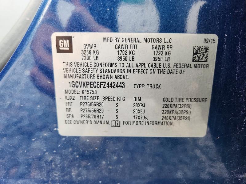 Продаж на аукціоні авто 2015 Chevrolet Silverado, vin: 1GCVKPEC6FZ442443, номер лоту: 62214826