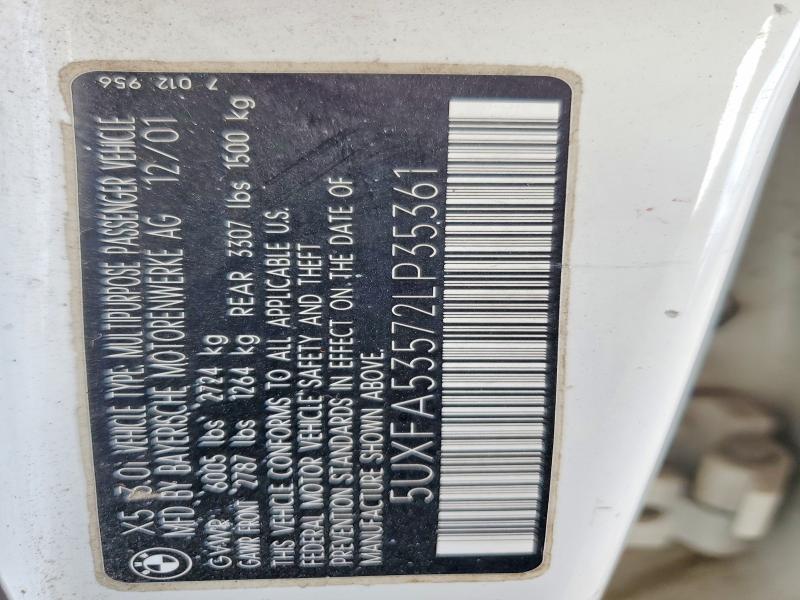 Aukcja sprzedaży 2002 Bmw X5, vin: 5UXFA53572LP35361, numer aukcji: 62616496