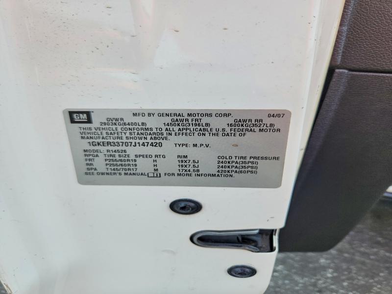 2007 Gmc Acadia მანქანა იყიდება აუქციონზე, vin: 1GKER33707J147420, აუქციონის ნომერი: 63327816