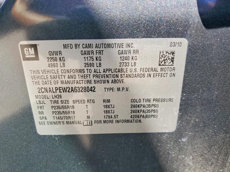 Продажа на аукционе авто 2010 Chevrolet Equinox, vin: 2CNALPEW2A6328042, номер лота: 62165116