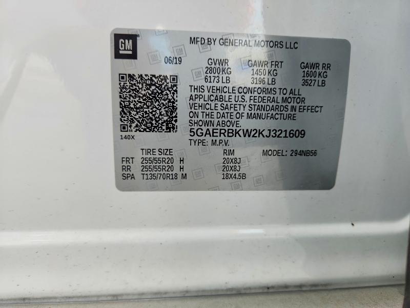 61140366 :رقم المزاد ، 5GAERBKW2KJ321609 vin ، 2019 Buick Enclave مزاد بيع