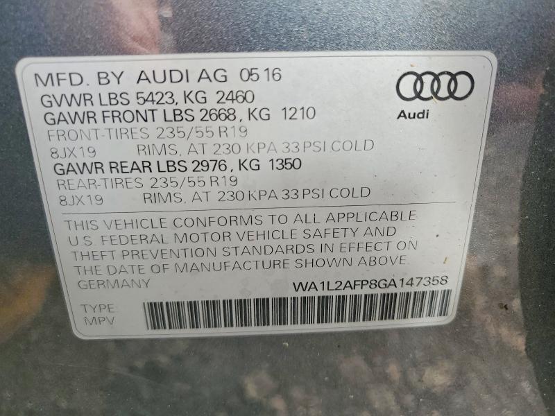 60148966 :رقم المزاد ، WA1L2AFP8GA147358 vin ، 2016 Audi Q5 مزاد بيع