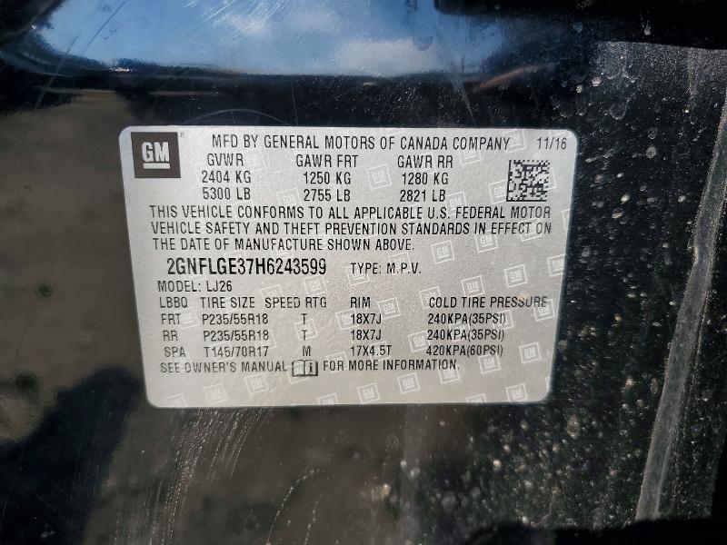 Aukcja sprzedaży 2017 Chevrolet Equinox, vin: 2GNFLGE37H6243599, numer aukcji: 60210876