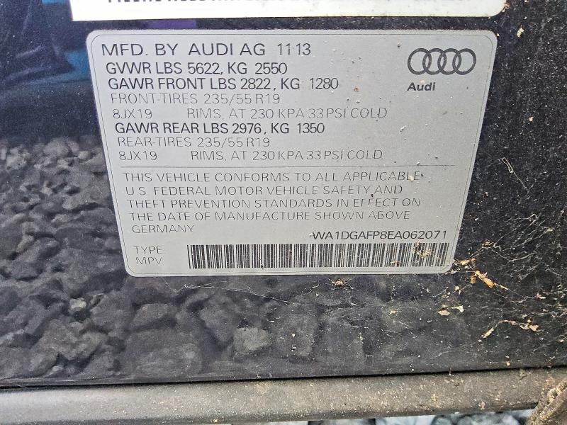 60618196 :رقم المزاد ، WA1DGAFP8EA062071 vin ، 2014 Audi Q5 مزاد بيع