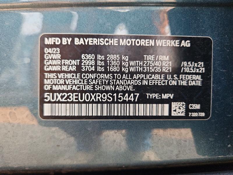 60710076 :رقم المزاد ، 5UX23EU0XR9S15447 vin ، 2024 Bmw X5 مزاد بيع