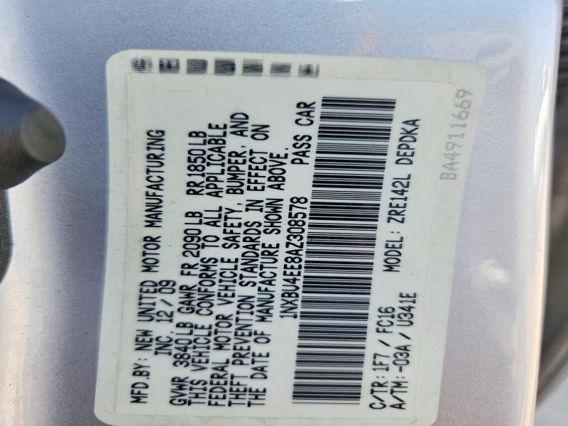 Продаж на аукціоні авто 2010 Toyota Corolla, vin: 1NXBU4EE8AZ308578, номер лоту: 61841596