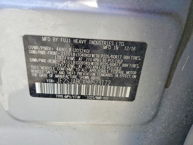 Продаж на аукціоні авто 2017 Subaru Forester, vin: JF2SJABCXHH523172, номер лоту: 60739806