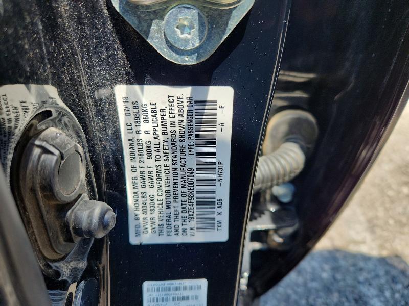 Продажа на аукционе авто 2019 Honda Insight, vin: 19XZE4F98KE007049, номер лота: 58137176