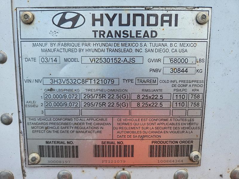 Продажа на аукционе авто 2015 Hyundai Translead Inc Trailers, vin: 3H3V532C8FT121079, номер лота: 61751486