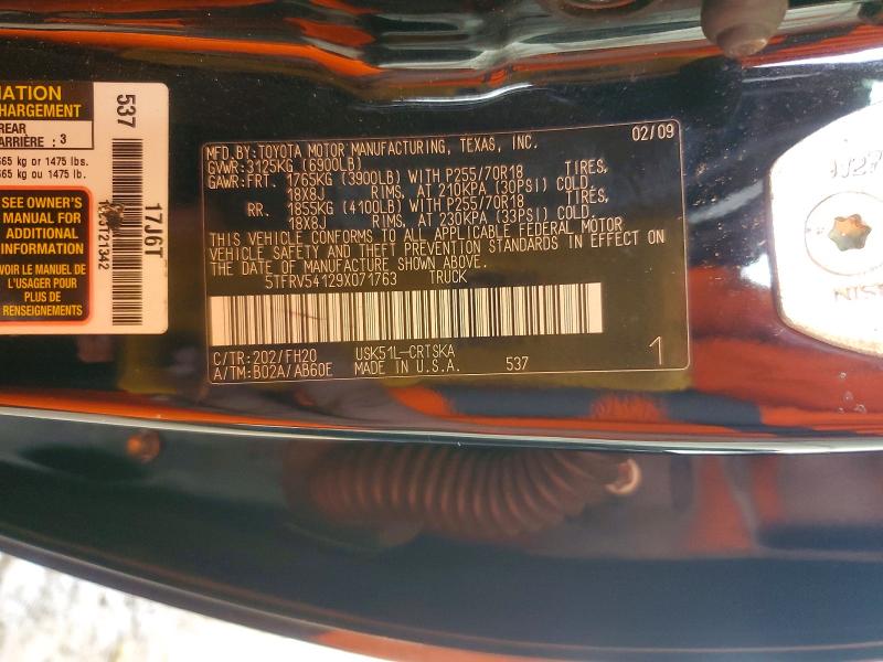 62016396 :رقم المزاد ، 5TFRV54129X071763 vin ، 2009 Toyota Tundra مزاد بيع