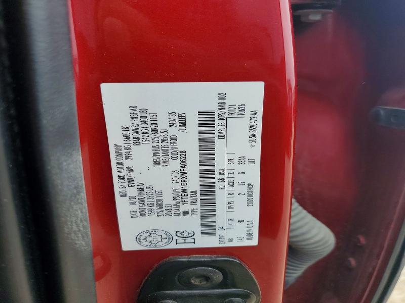 2021 Ford F150 მანქანა იყიდება აუქციონზე, vin: 1FTEW1EPXMFA06228, აუქციონის ნომერი: 62285296