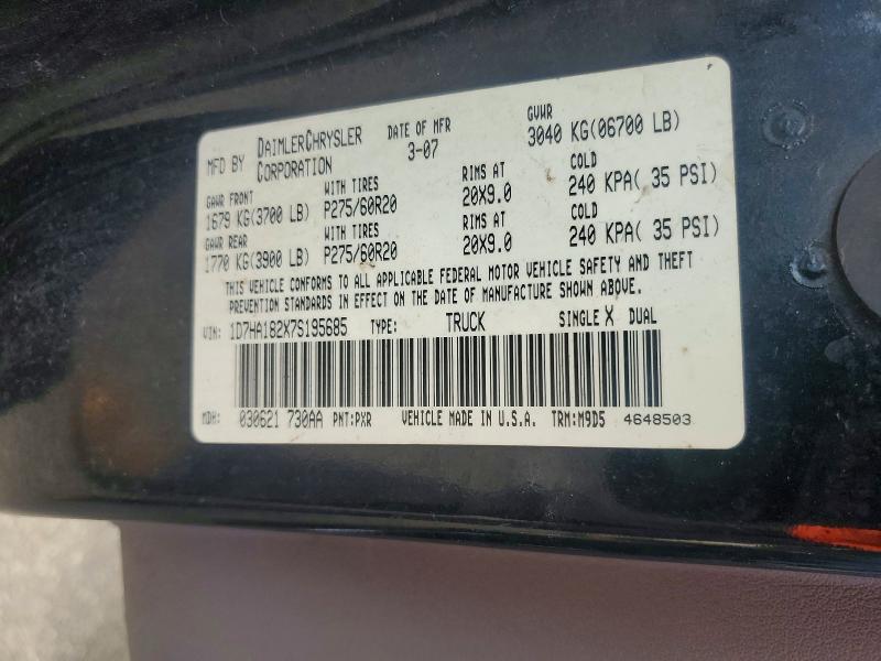 Продажа на аукционе авто 2007 Dodge Ram 1500, vin: 1D7HA182X7S195685, номер лота: 62090146