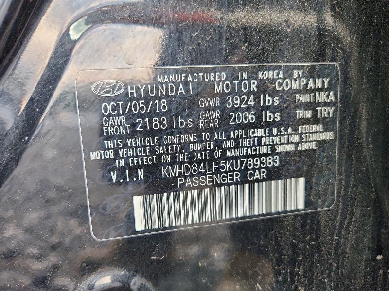 Продаж на аукціоні авто 2019 Hyundai Elantra, vin: KMHD84LF5KU789383, номер лоту: 60017816