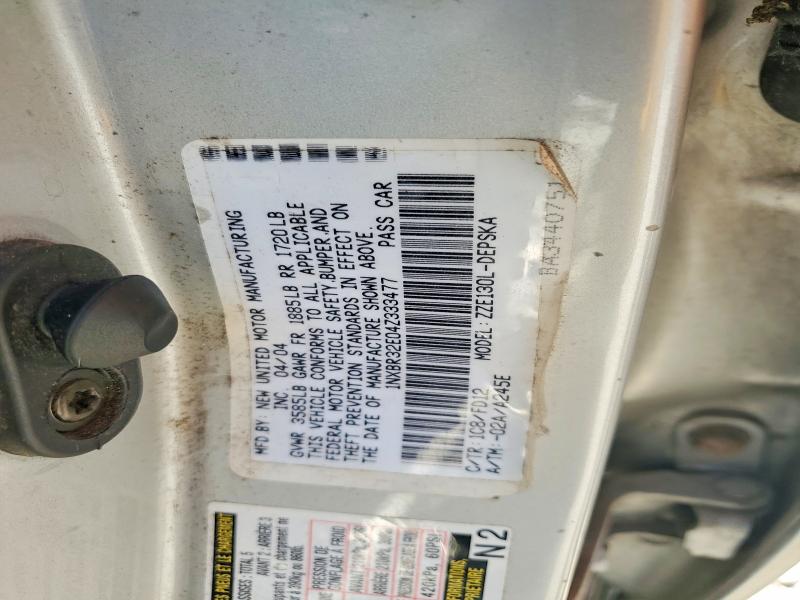 59323196 :رقم المزاد ، 1NXBR32E04Z333477 vin ، 2004 Toyota Corolla مزاد بيع