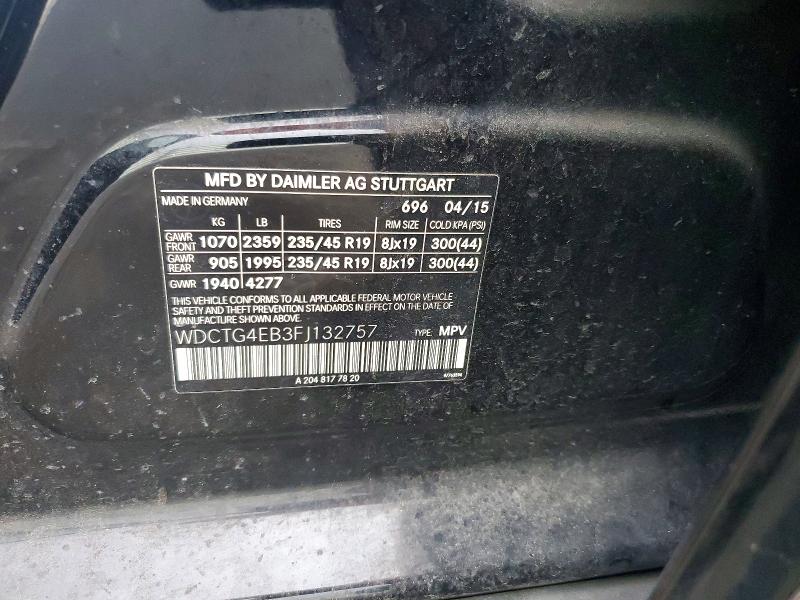 Aukcja sprzedaży 2015 Mercedes-benz Gla, vin: WDCTG4EB3FJ132757, numer aukcji: 59148576