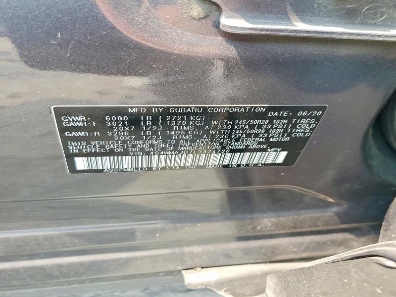60441646 :رقم المزاد ، 4S4WMAJD7L3474726 vin ، 2020 Subaru Ascent مزاد بيع