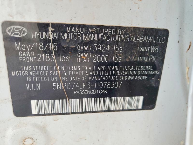 Продаж на аукціоні авто 2017 Hyundai Elantra, vin: 5NPD74LF3HH078307, номер лоту: 61580586