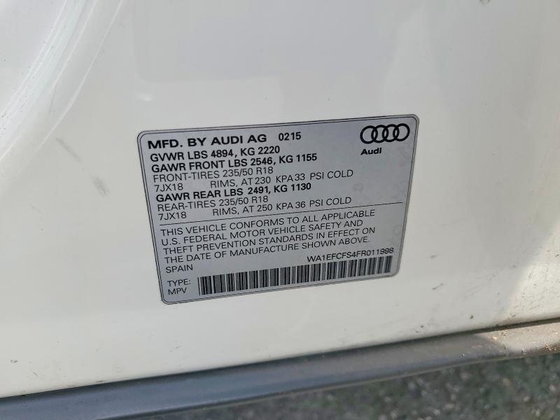 Aukcja sprzedaży 2015 Audi Q3, vin: WA1EFCFS4FR011998, numer aukcji: 61016246
