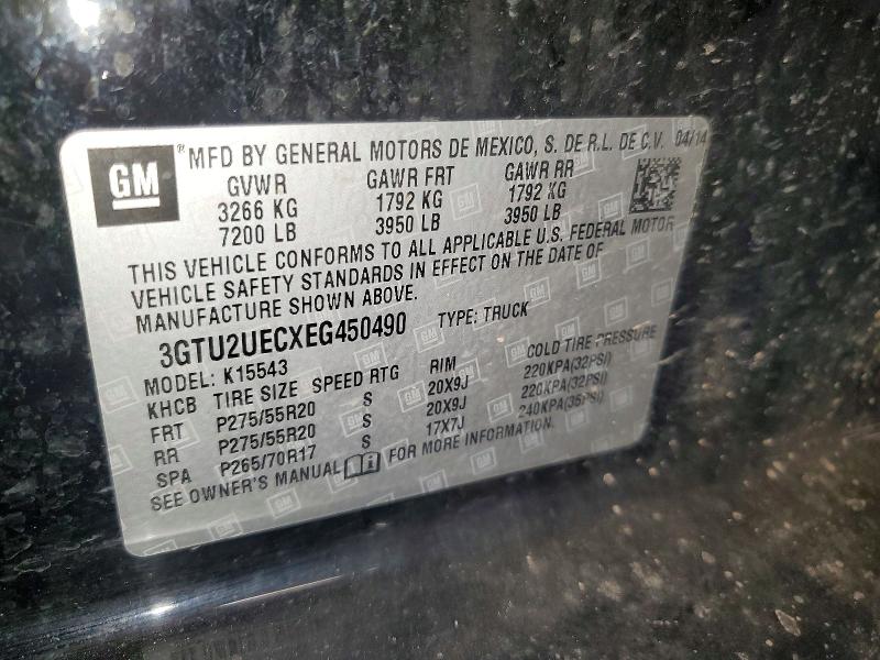 62107406 :رقم المزاد ، 3GTU2UECXEG450490 vin ، 2014 Gmc Sierra مزاد بيع