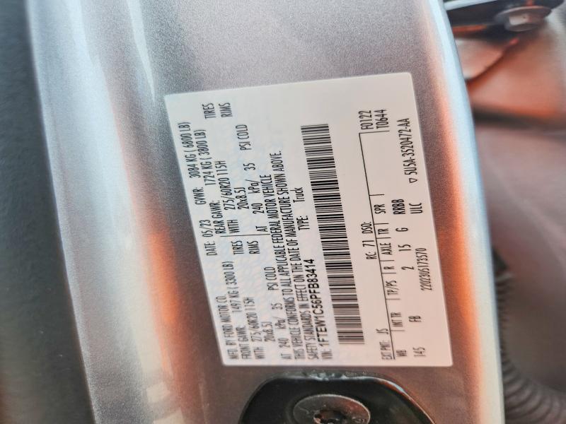 Продажа на аукционе авто 2023 Ford F150, vin: 1FTEW1C56PFB83414, номер лота: 61234446