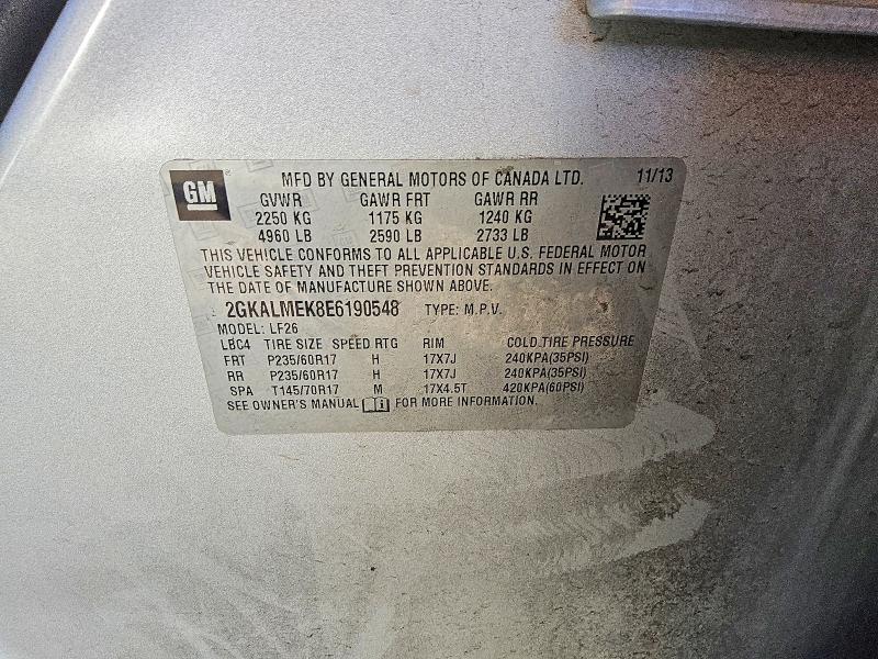 59779926 :رقم المزاد ، 2GKALMEK8E6190548 vin ، 2014 Gmc Terrain مزاد بيع