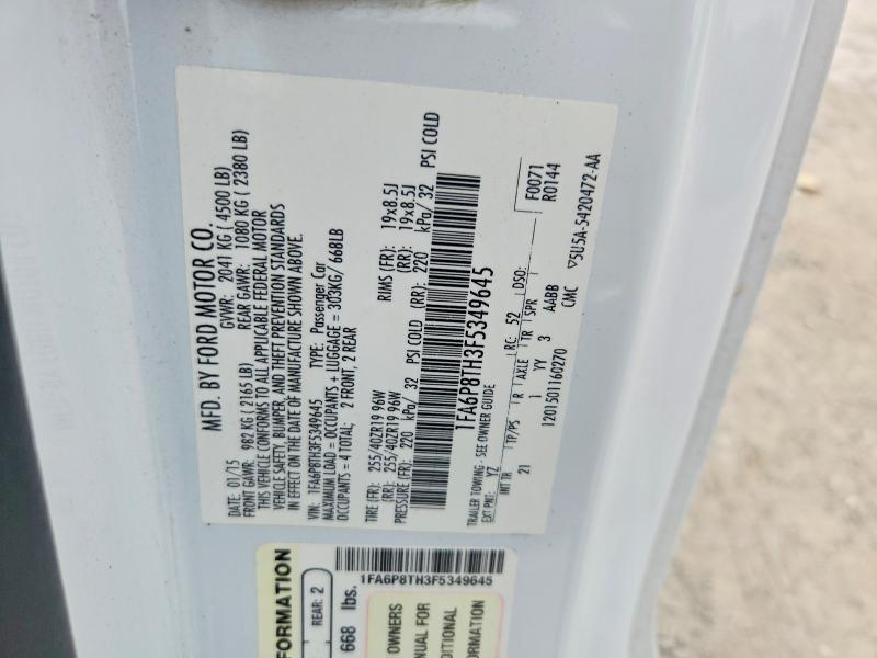 2015 Ford Mustang მანქანა იყიდება აუქციონზე, vin: 1FA6P8TH3F5349645, აუქციონის ნომერი: 62441986