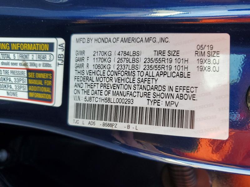 2020 Acura Rdx მანქანა იყიდება აუქციონზე, vin: 5J8TC1H58LL000293, აუქციონის ნომერი: 61051966