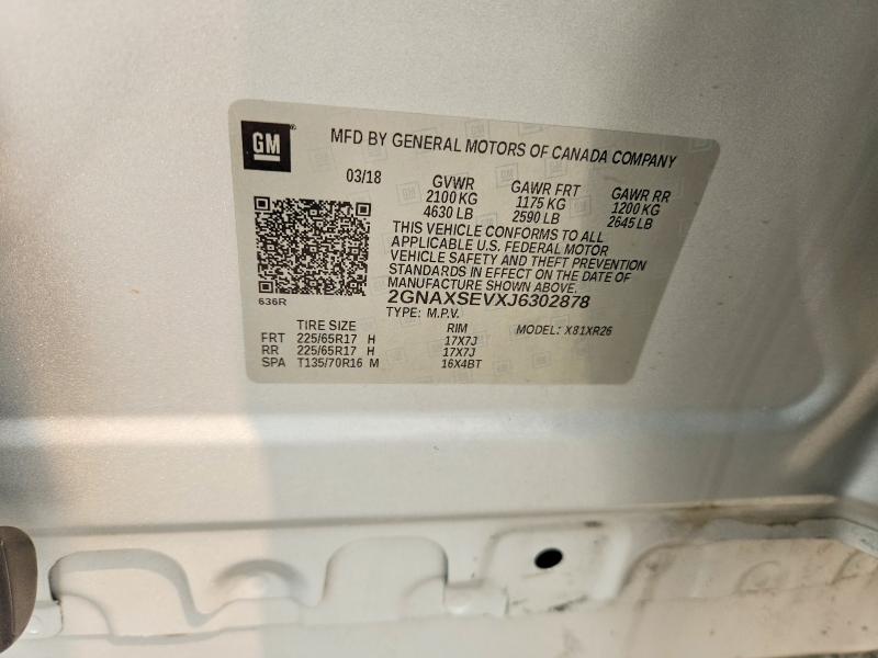 Продажа на аукционе авто 2018 Chevrolet Equinox, vin: 2GNAXSEVXJ6302878, номер лота: 57365766