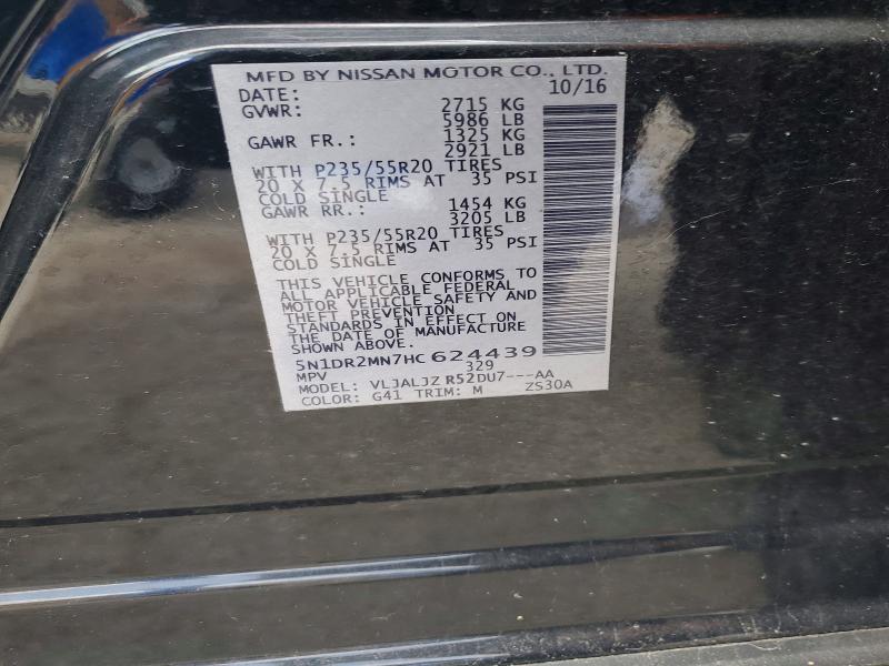 Продажа на аукционе авто 2017 Nissan Pathfinder, vin: 5N1DR2MN7HC624439, номер лота: 61736696