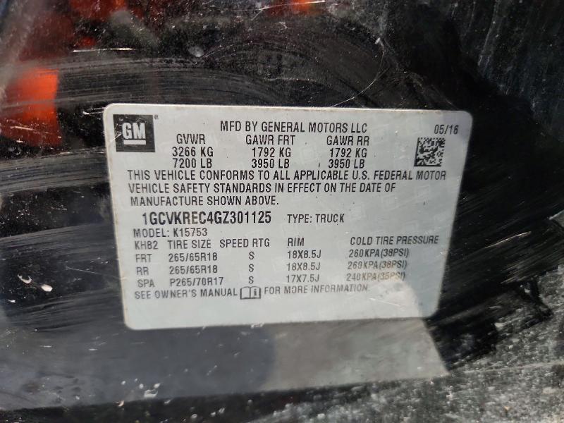 Продаж на аукціоні авто 2016 Chevrolet Silverado, vin: 1GCVKREC4GZ301125, номер лоту: 59648206