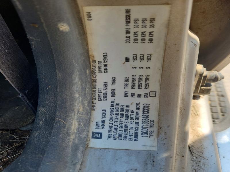 2004 Chevrolet Colorado მანქანა იყიდება აუქციონზე, vin: 1GCDT136848133319, აუქციონის ნომერი: 62029426