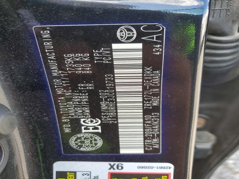 61527926 :رقم المزاد ، 2T1BURHE3JC019733 vin ، 2018 Toyota Corolla مزاد بيع