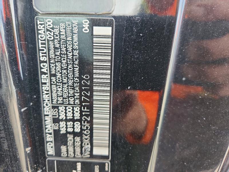 Aukcja sprzedaży 2001 Mercedes-benz Slk, vin: WDBKK65F21F172126, numer aukcji: 62489026
